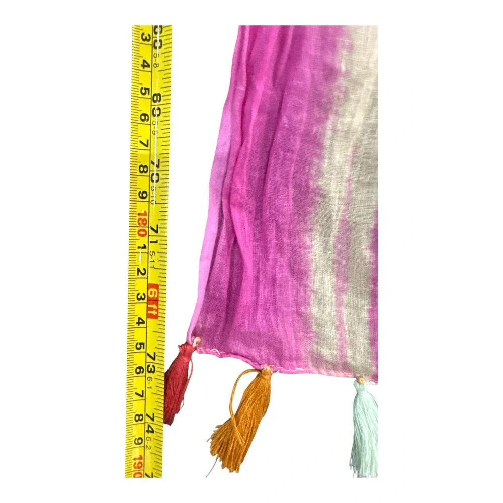 NWT Mary Ellen Hand Dyed Boho Festival Tassel Wrap Shawl OS Sunset